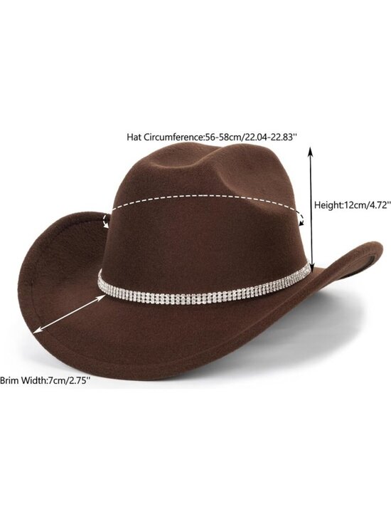 Women 04-Brown Polyester Premium Classic Fedora Hat with Buckle Belt (Size:M-L) main image 6